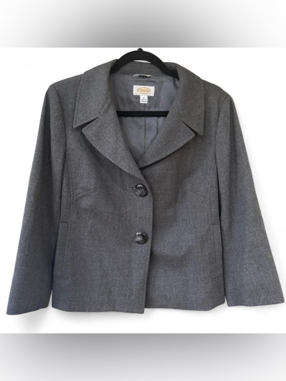 🇮🇹 Talbots Wool Blazer Italian Fabric Heather Gray | Sz 12 | Like New